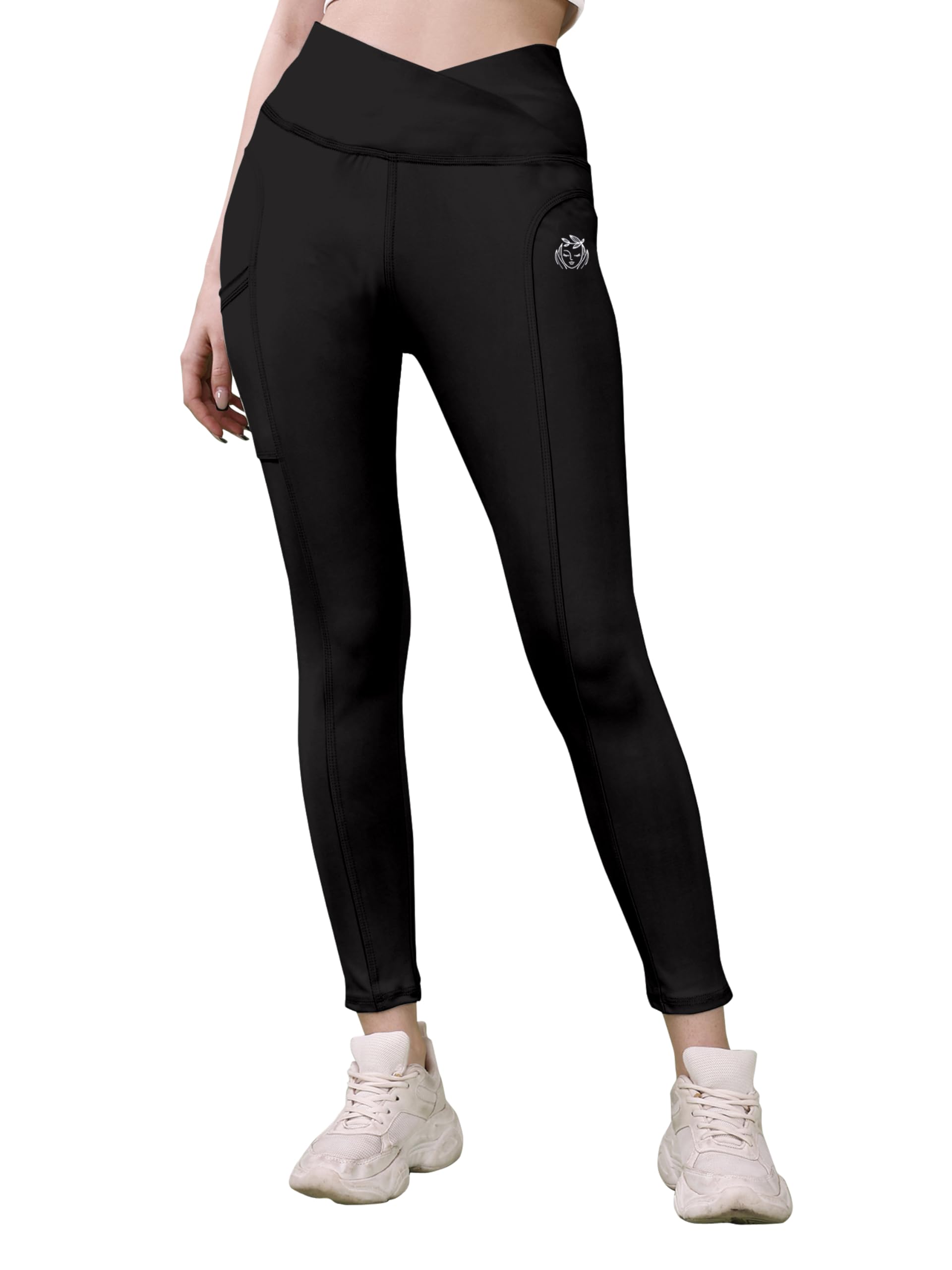 kashikay creation Women’s Polyester Blend V Style Leggings with High Rise Waist Fishcut Flare Solid Pattern Standard Length and Slim Fit | Activewear Bottom for Gym Cycling | Daily Fitness Activities-picture-10