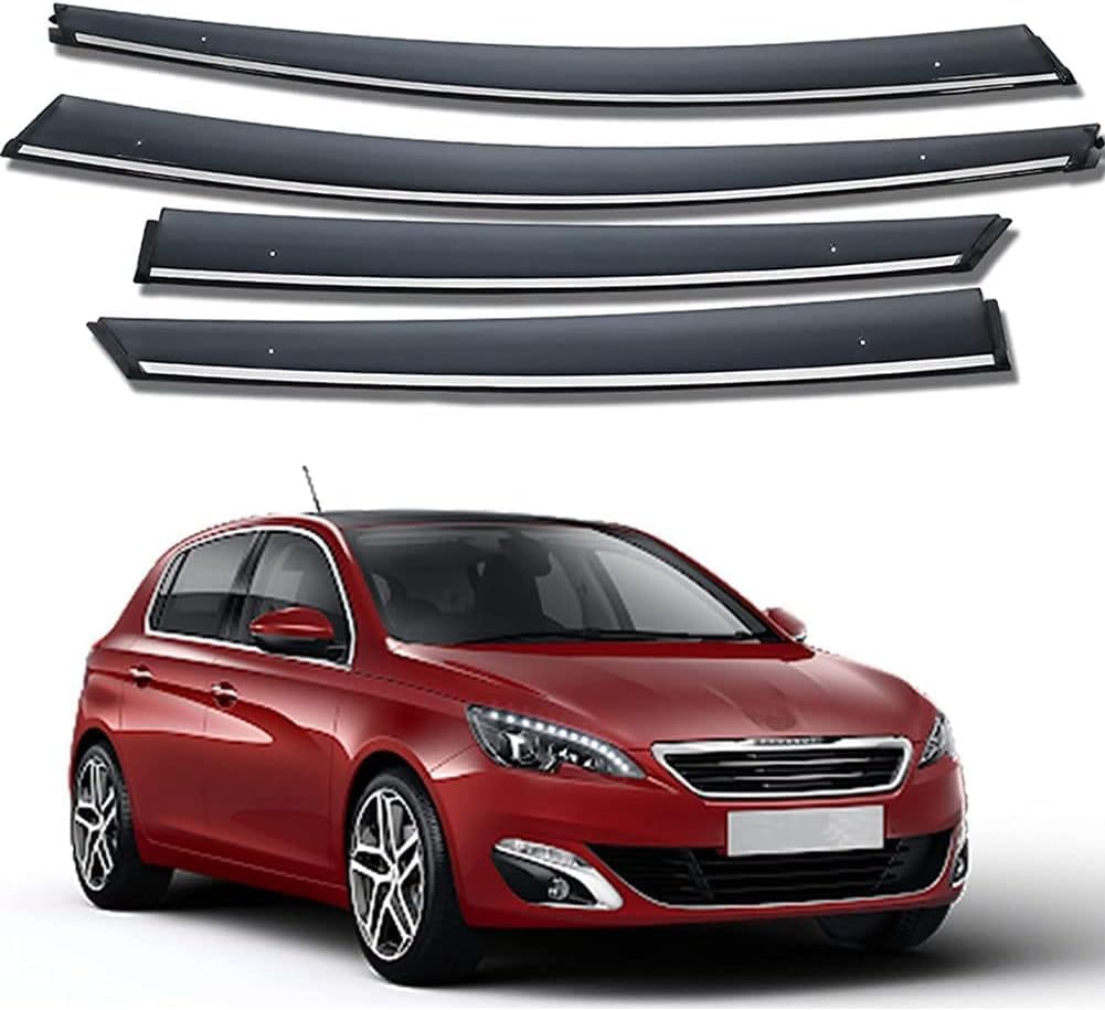 Fengxh Normal 4Pcs Smoke Tint Car Window Deflectors For Peugeot 308 2011-2015