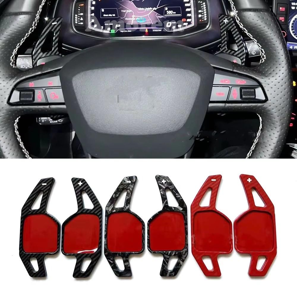 para Seat para Leon para Cupra 4F 5F MK3 MK4 para Ibiza 6F Arona Ateca Leon ST Alhambra Volante Impreso Fibra Carbono ABS Paddle Shift(Forged Carbon Look)