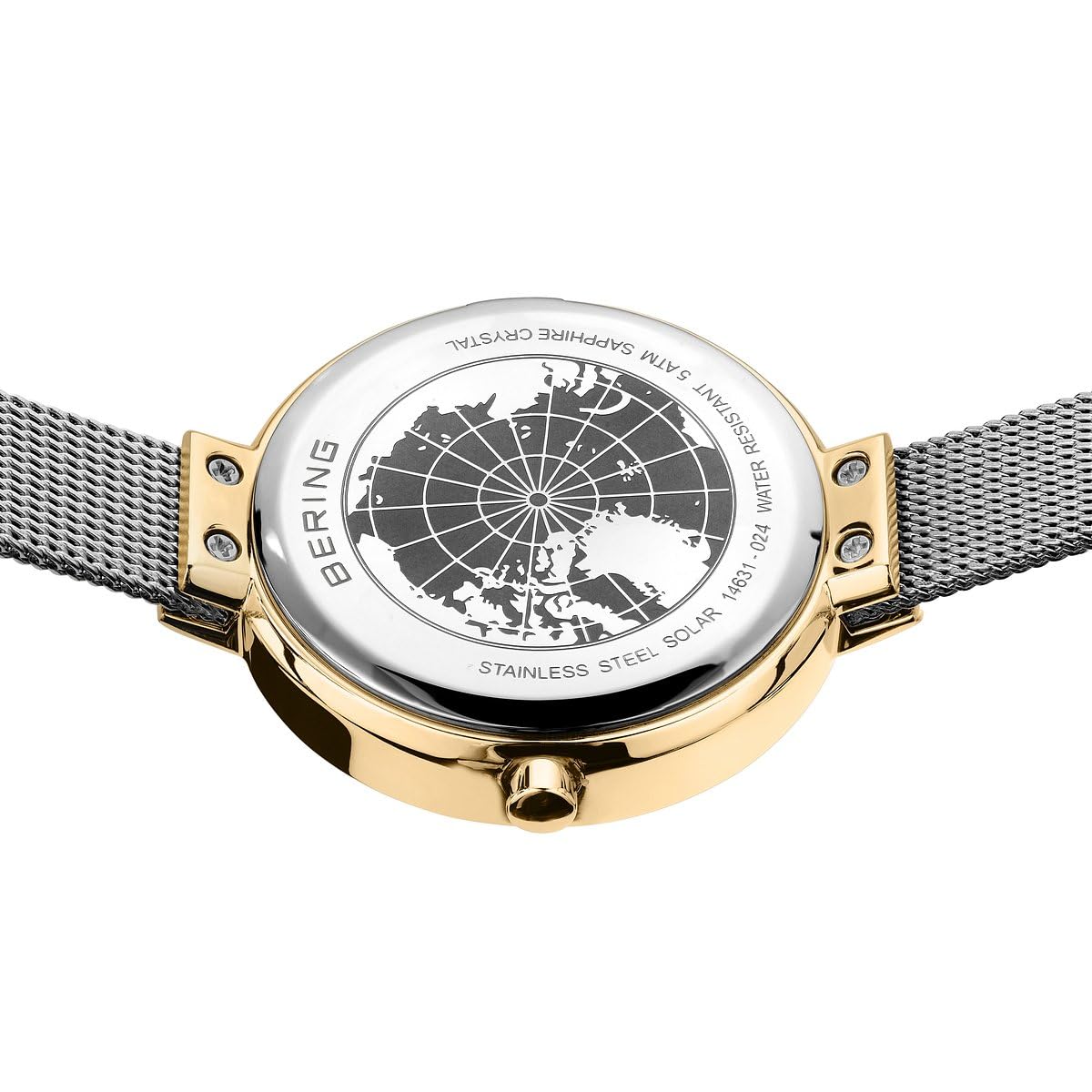 Bering Damen Solar Uhr | Armbanduhr 31 mm Edelstahlgehäuse und Zifferblatt | Milanaisearmband | Saphierglas | 5 ATM | 14631