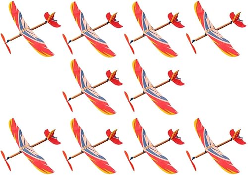 TOYANDONA 10 unidades de goma con banda de avión, modelo de planeador, avión, bombardero, fiesta de cumpleaños, avión para interiores y exteriores,