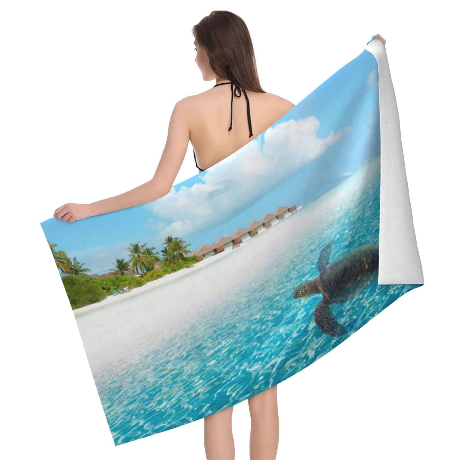 Lawenp Hawaiian Green Sea Turtle 1 Bath Towel Beach Towel Popular Durable Stylishffy Touch Highly Absorbent Quick Dry Polyester 32" X 52" Also As A Gift