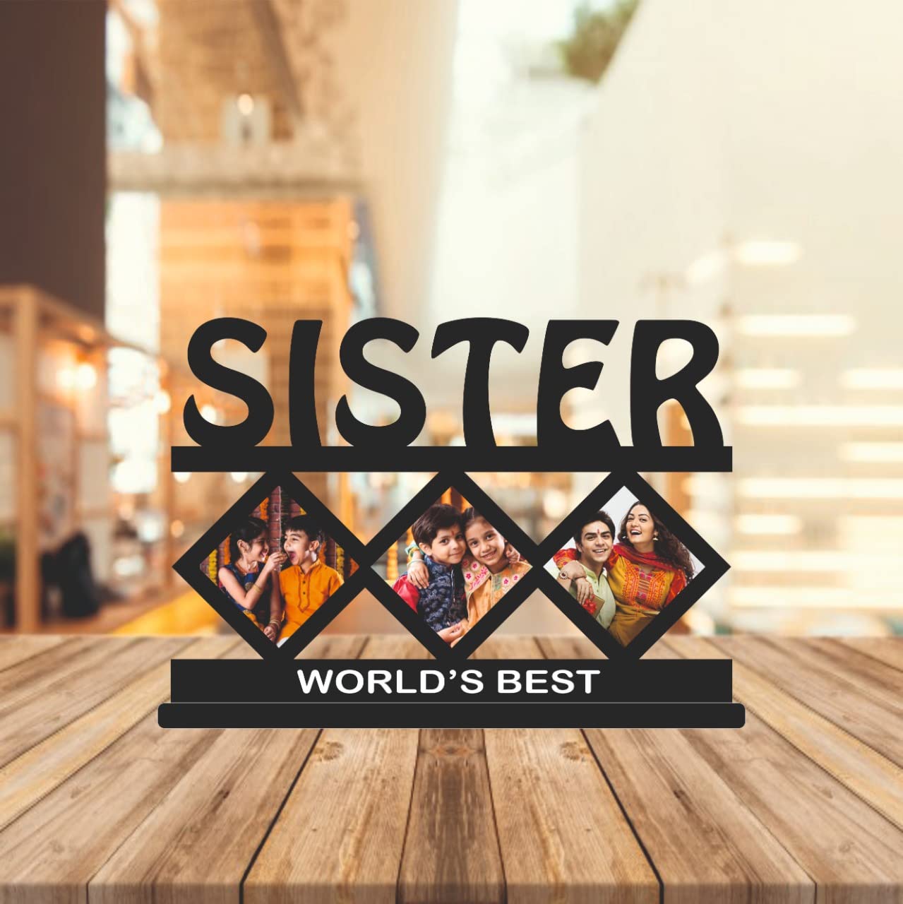 GIFT JAIPUR Sister Personalised Wooden Rectangular Photo Table Top 11 X 9 In - Rakhi Rakshabandhan Bhaidooj Birthday Return Gift For Sister Behen, Tabletop-image-3