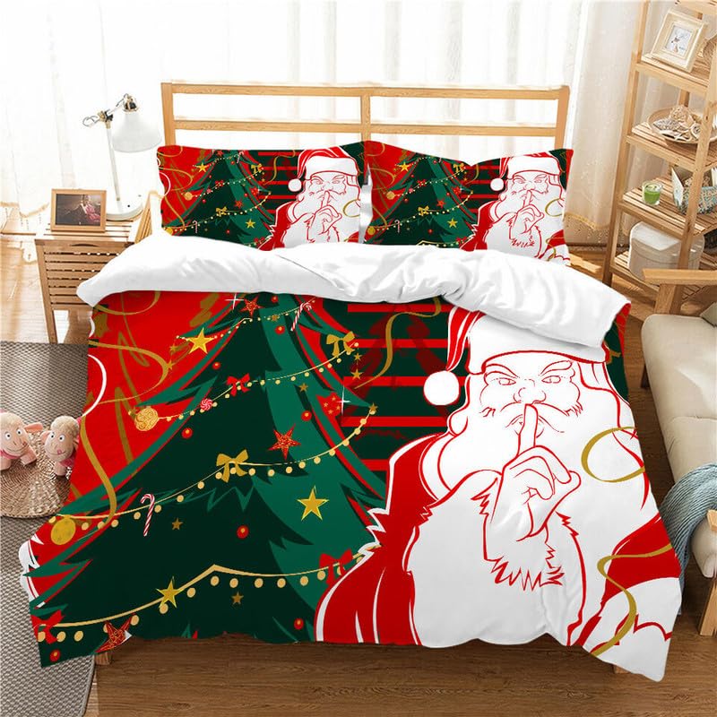 Housse de couette 240x260 rouge avec 2 taies d'oreiller en microfibre 110g Noël
