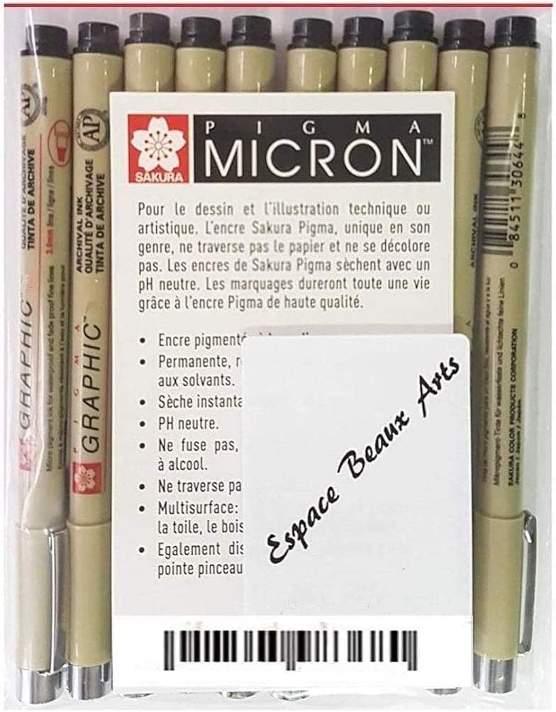 Sakura Pigma Micron 14 Fineliners Black. 003,005,01,02,03,04,05,08,10,12,1 mm,2 mm,3 mm, Brush