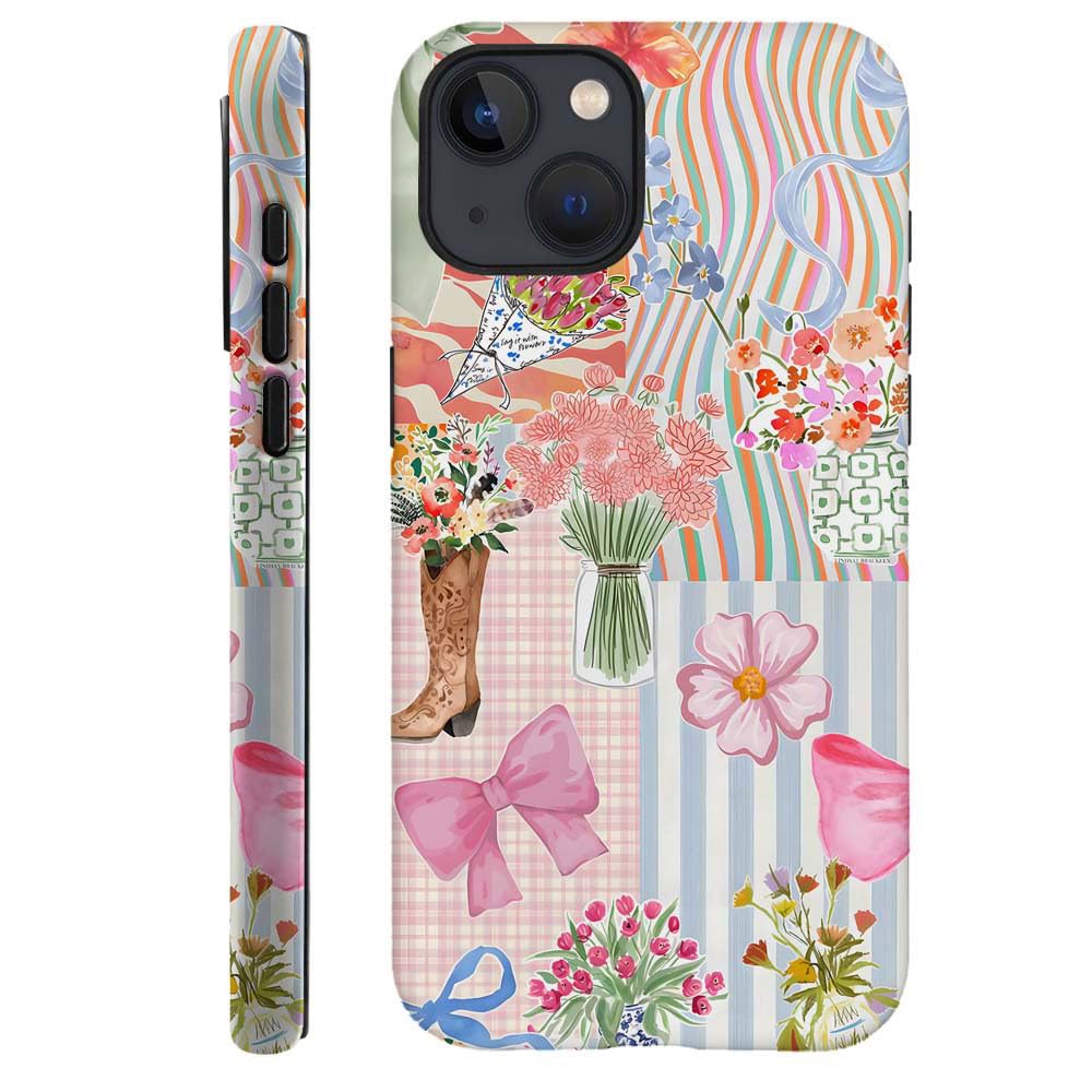 Generic Compatible with for iPhone 15,Pink Bow Ribbon Flower Boots Phone Case for Girl Women Boy Men,Scratch Resistant Shockproof Cover Case for