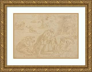 ArtDirect After Raphael 24x18 Gold Ornate Framed and Double Matted Museum Art Print Titled: The Deluge, from the Loggia of the Vatican
