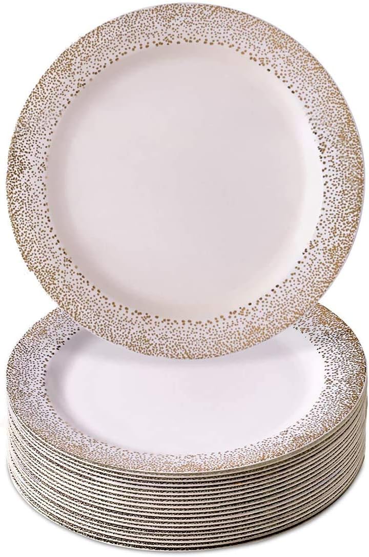 Silver Spoons Disposable Plates for Party (20 Piece) Heavy Duty