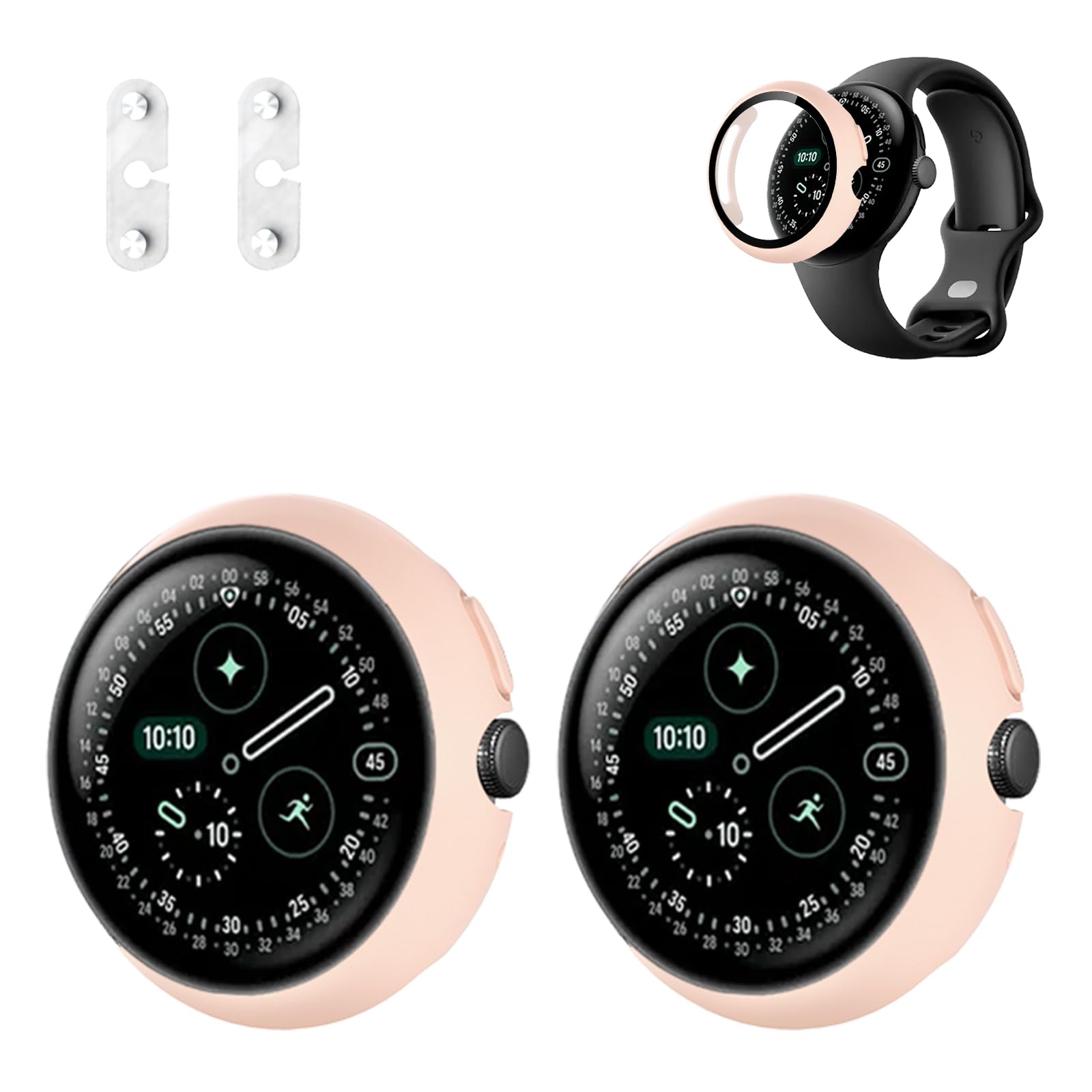 Coque Google Pixel Watch 4 45mm avec protection d'écran PC rigide antichoc Lot de 2 - 8