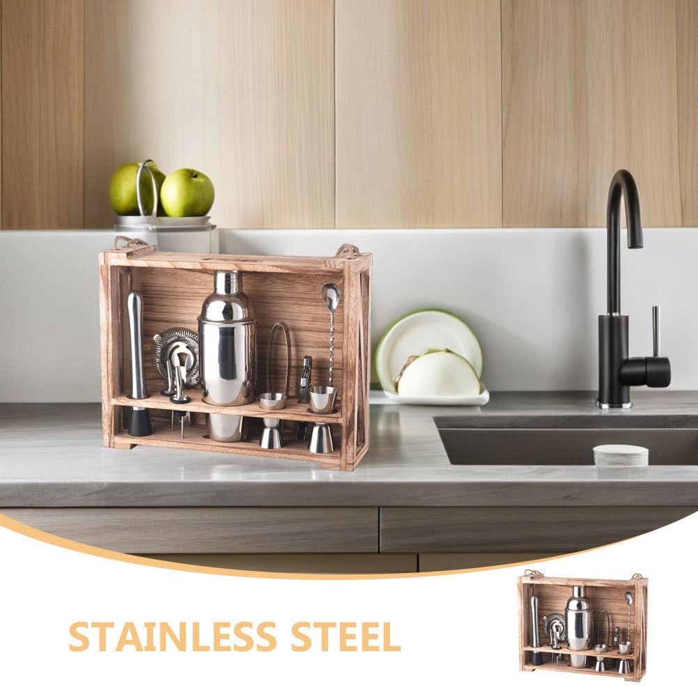 1 Set Cocktail Shaker Set: Bartender Kit with Strainer Jigger 700ml Stainless Steel Shaker - Cocktail Mixing Tools with Stand for Bars Travel Gatherings