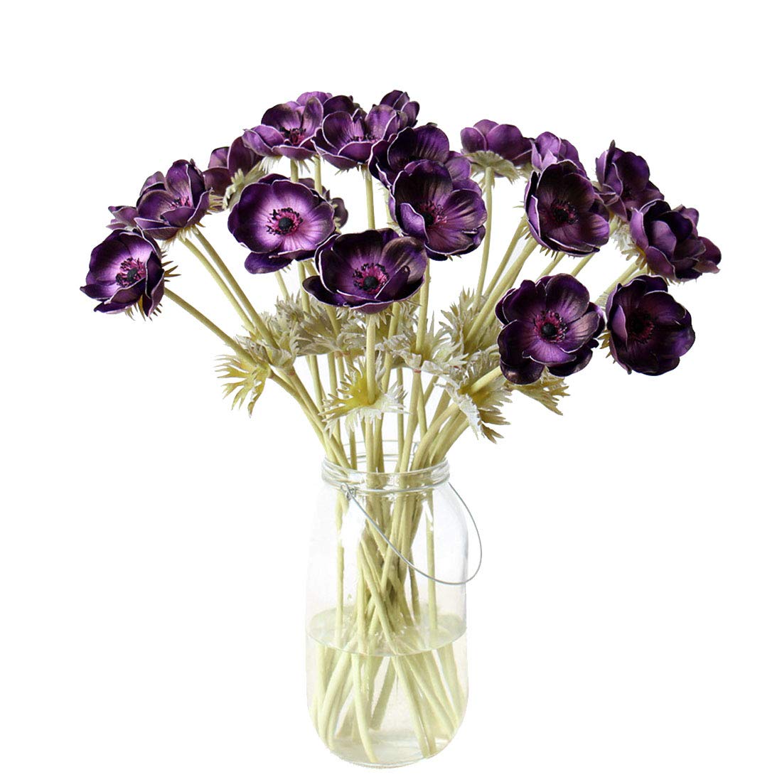 Calcifer 5 Pcs 51 CM PU Anemone Artificial Flowers Bridal Holding Flowers Bouquet Home Garden Wedding Party Wall living Room Decoration (Purple)