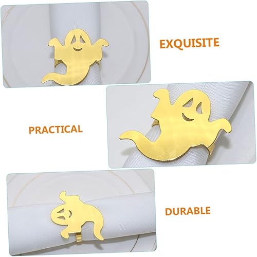 Miniatura 6 de Servilletero de fantasma, servilleta con hebilla dorada, servilleteros de tela, servilleteros de tela, decoración de mesa de Halloween, anillos de
