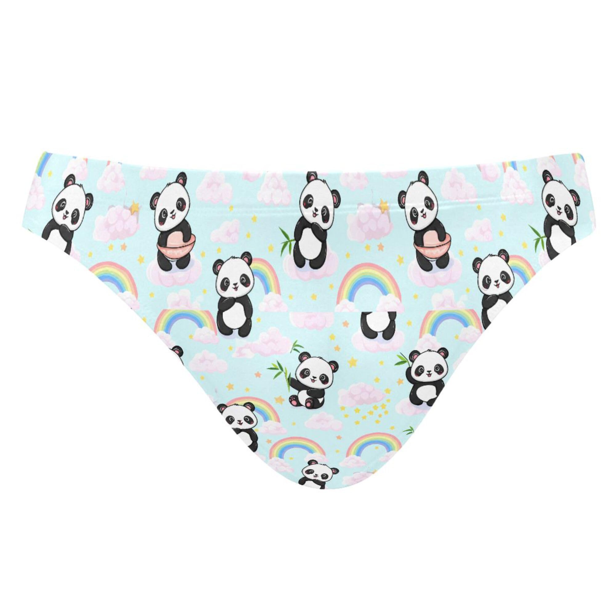 Cute Panda Rainbow Swim Briefs for Men Bikini Swimwear Boys Short XXL B0404213