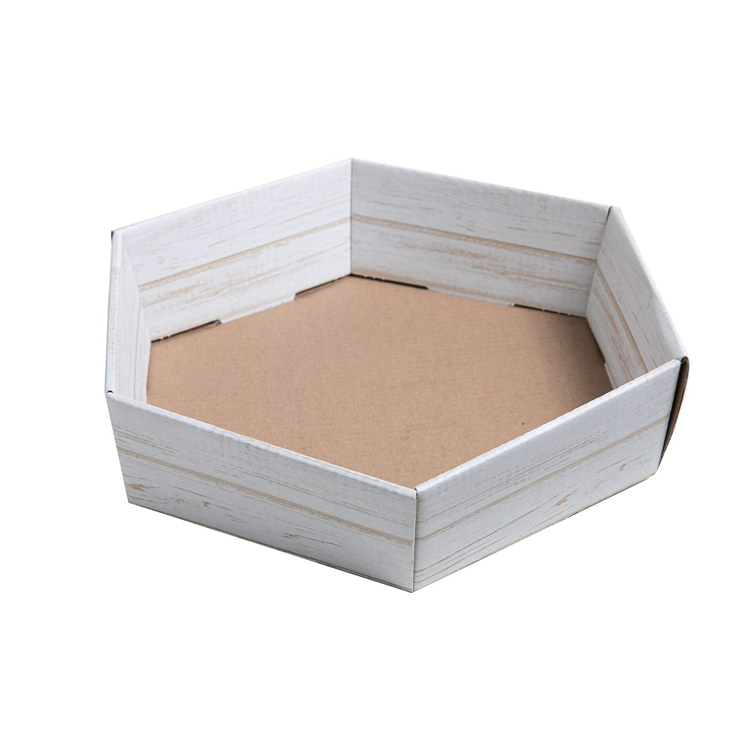 10 x PresentFill® Präsentkorb Shabby Chic ohne Inhalt - Geschenkkorb aus umweltfreundlichen 100% Recycling Karton - groß sechseckig - Made in Germany für Weihnachten - Ostern - Hochzeit - Geschenke