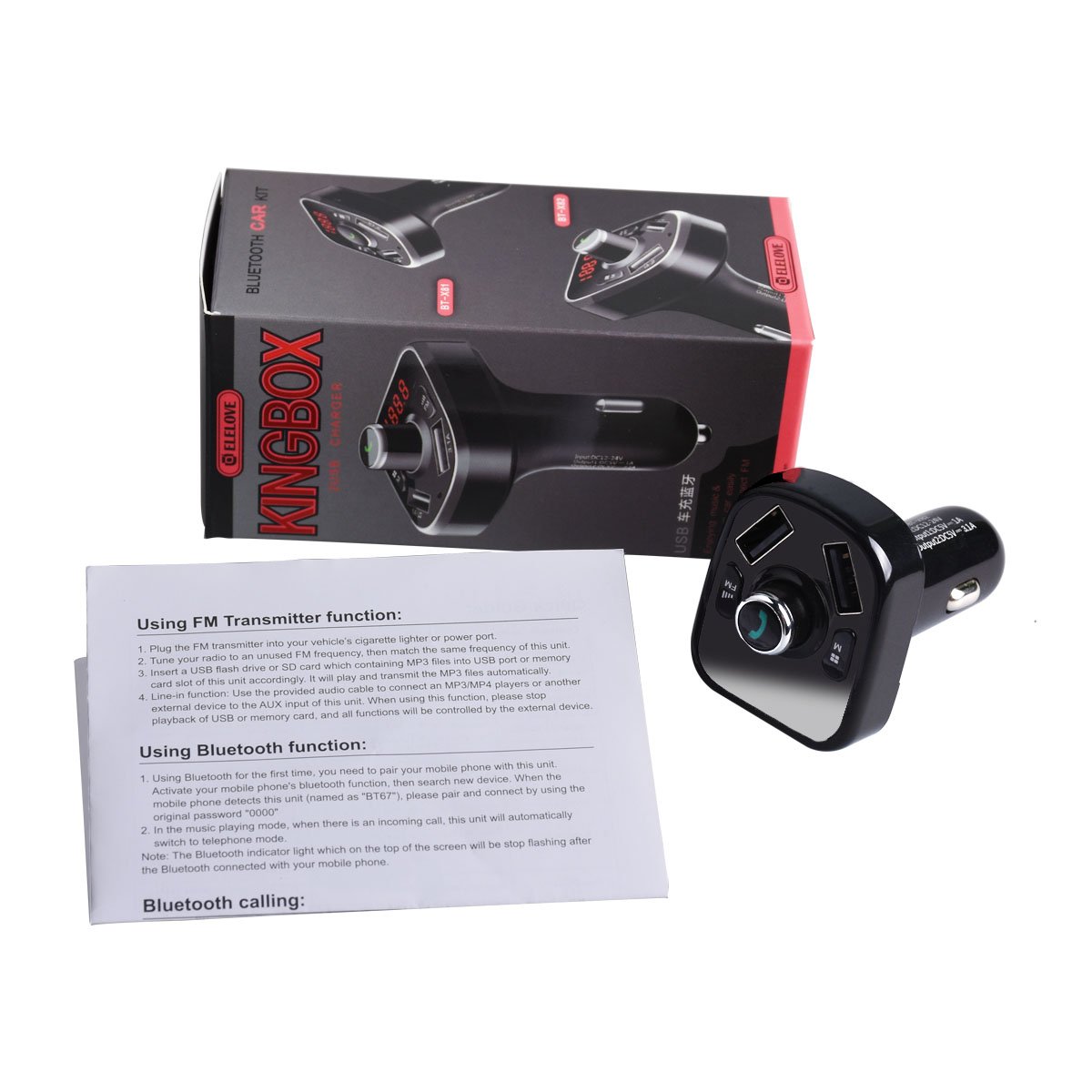 CDEN Kit Lettore MP3 Auto Adattatore Trasmettitore FM Vivavoce Bluetooth Con Caricabatterie USB