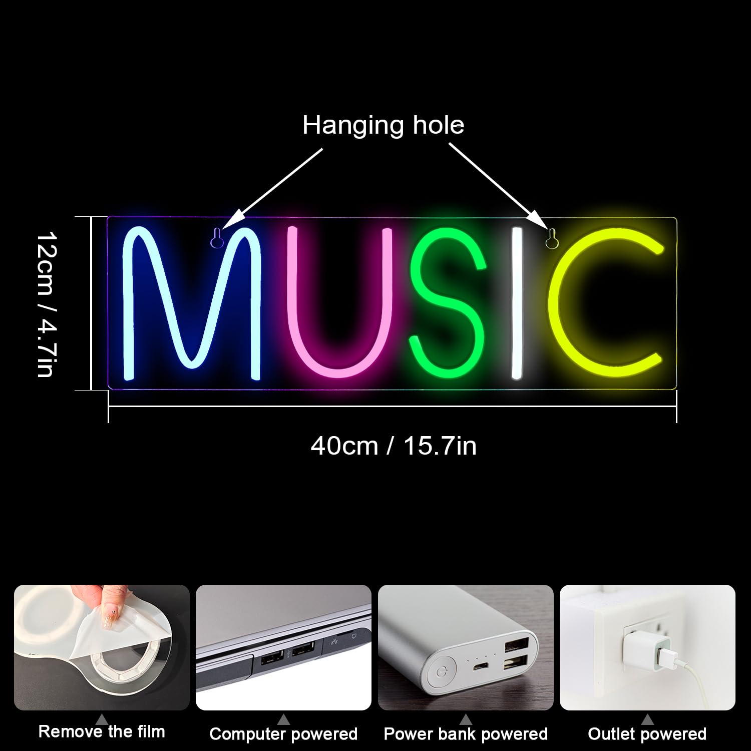 Gitarren-Neonschild Mit Cowboyhut – LED-Wanddekoration Für Studio, Bar & Wohnzimmer