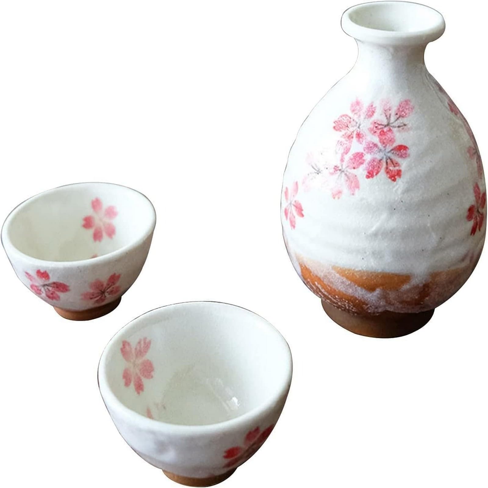 Service à saké en céramique, Tasse à vin Traditionnelle en céramique Faite à la Main, Fleurs de Cerisier peintes à la Main, Porcelaine Facile à Nettoyer (1)