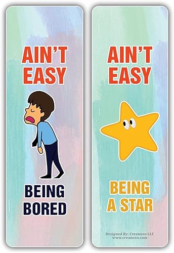 Miniatura 4 de Creanoso Ain't Easy Life - Marcapáginas divertidas (2 juegos x 6 tarjetas), juego de tarjetas inspiradoras diarias, interesantes cortapáginas de