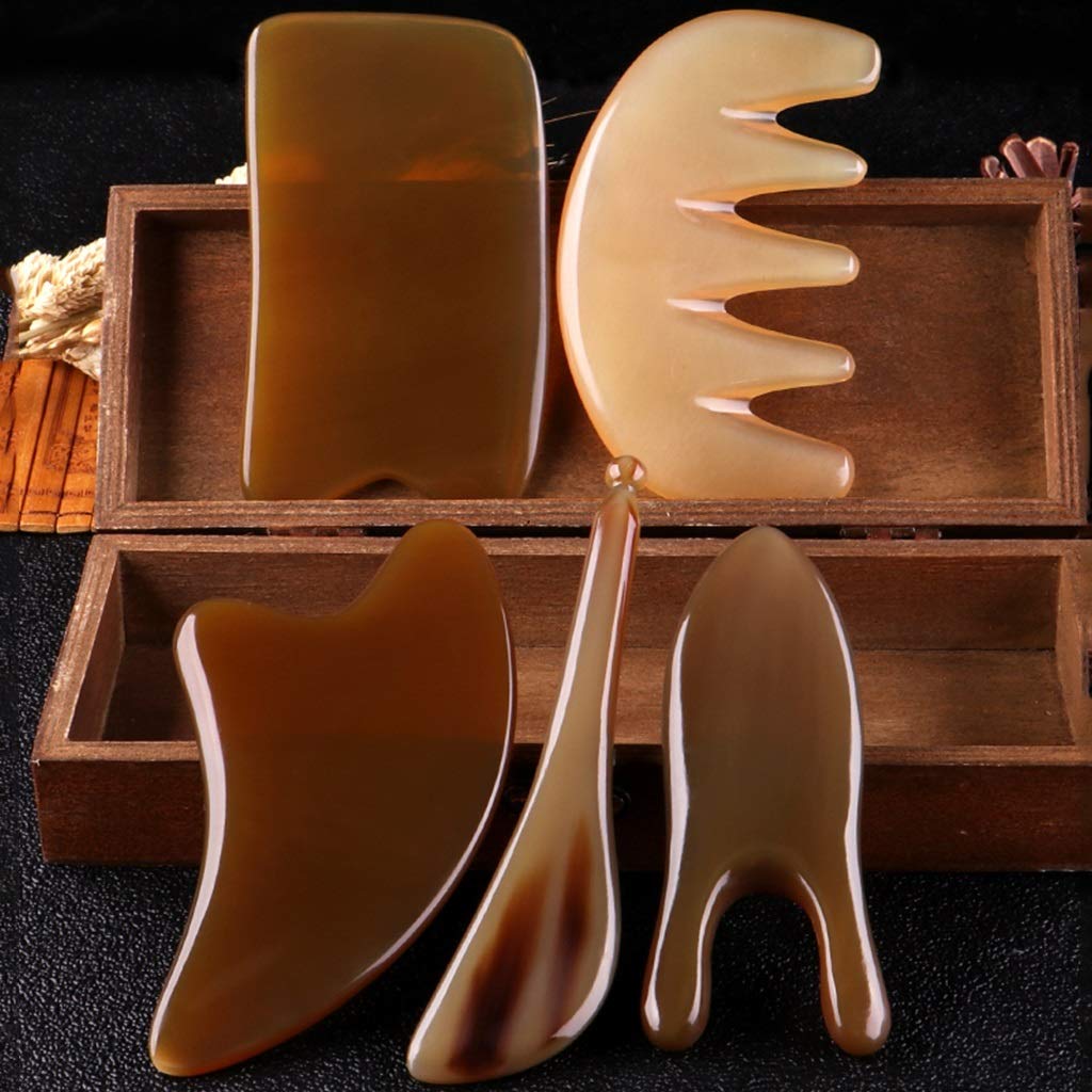 Herramienta de masaje Guasha, Set de masaje para el cuidado de la salud, Cuidado facial de la piel para levantar la piel reducir las arrugas de los ojos, Herramienta de masaje de terapia en el hogar