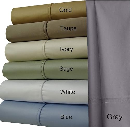 Miniatura 3 de Royal Hotel Juego de sábanas sólidas de 1000 hilos, 100% algodón dividido, tamaño King, 4 piezas para camas ajustables, color salvia