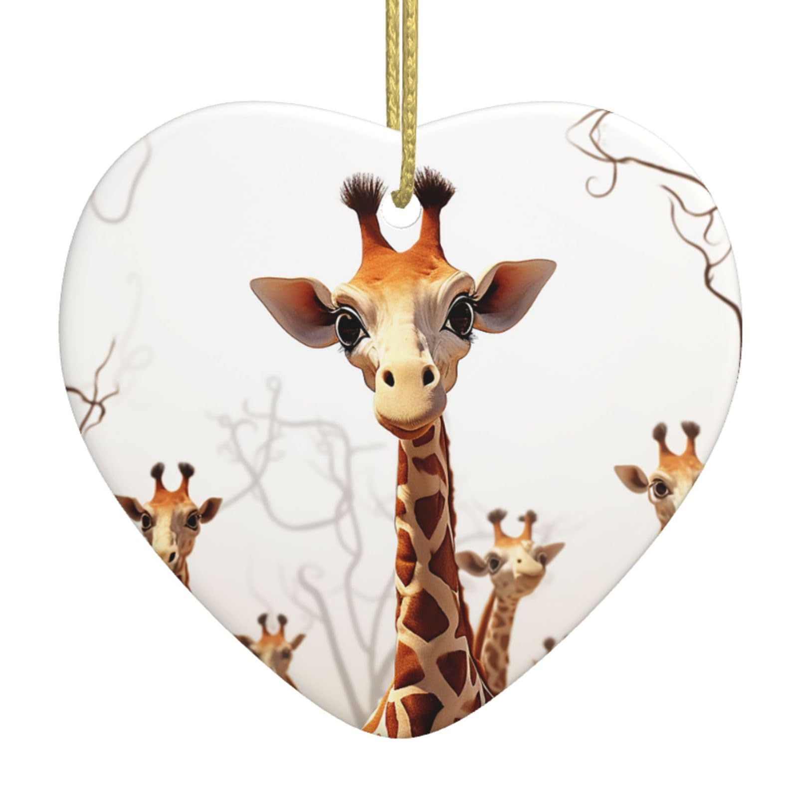 Christmas Ornaments Christmas Tree Ornament Heart Ceramics Hanging Ornaments Xmas Porcelain Pendants Cute Cartoon Funny Giraffes Christmas Tree Decoration for Wedding Holiday Party