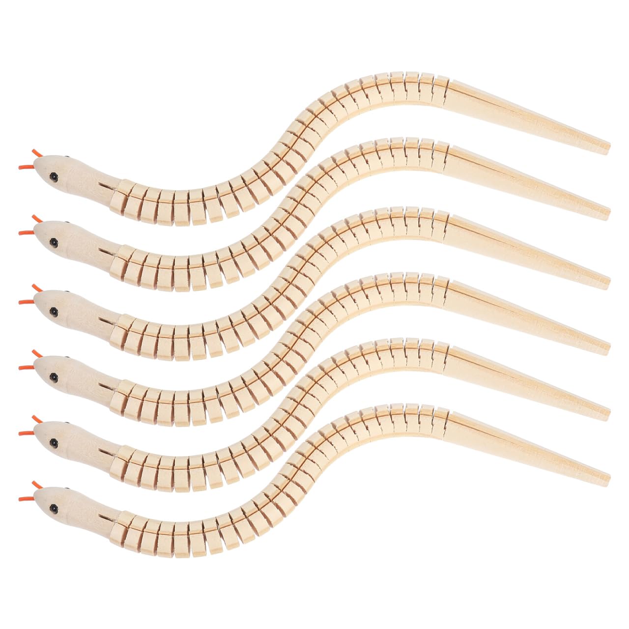 SOIMISS 6pcs Realistic Wooden Snake Flexible Horror Prop Halloween Party Scary Games Garden Decoration Lifelike Craft Prank Family Fun Tricky Animal Figurine Toddler Boy Girl Outdoor 11.8 Inches