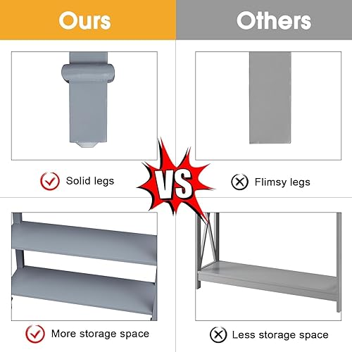 Miniatura 8 de kinbor Mesa consola delgada con cajón de almacenamiento grande y estantes, mesa de entrada estrecha de campo francés, mesa consola de madera para