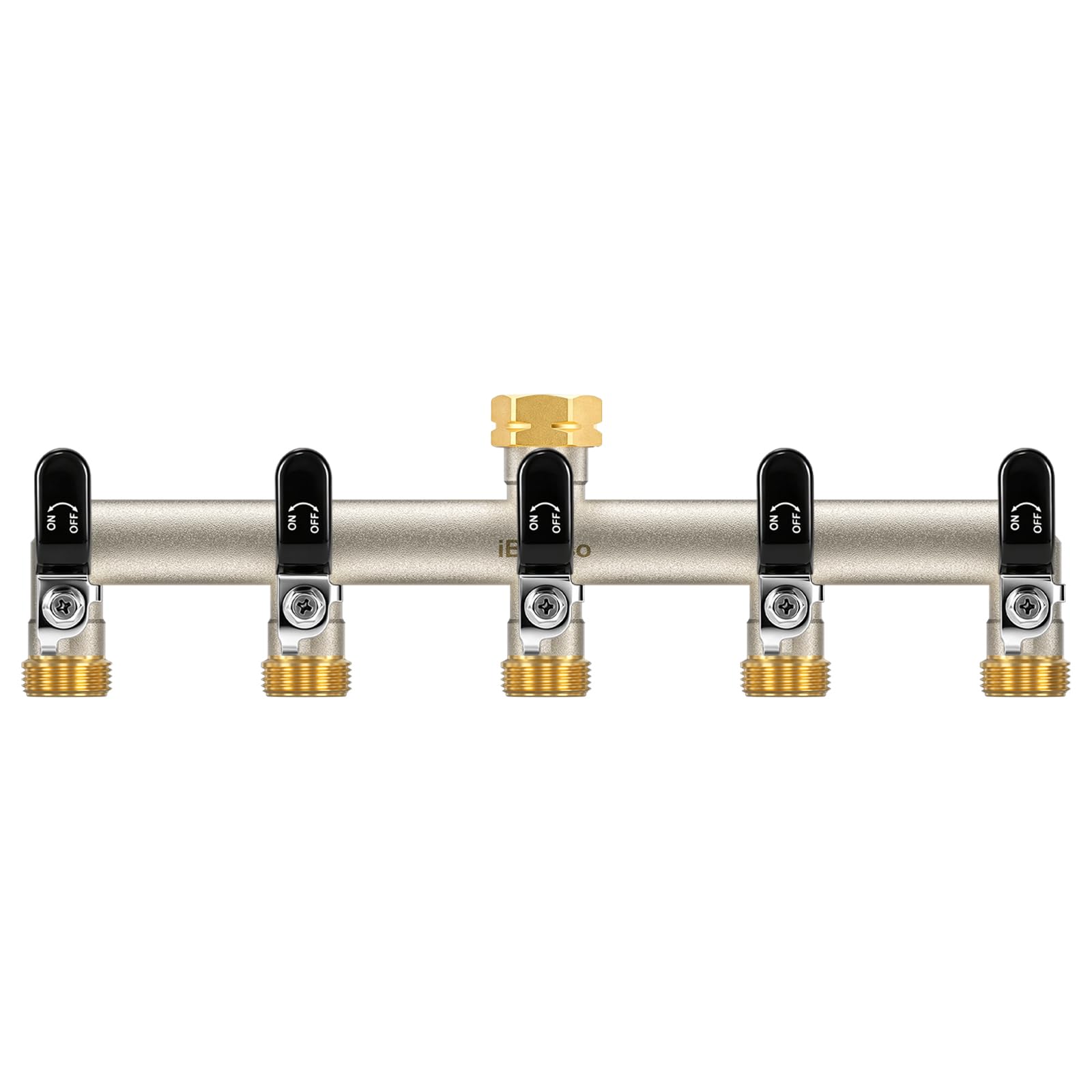 iBamso 5 Way Brass Garden Hose Splitter, 3/4 inch Outdoor Tap Connector