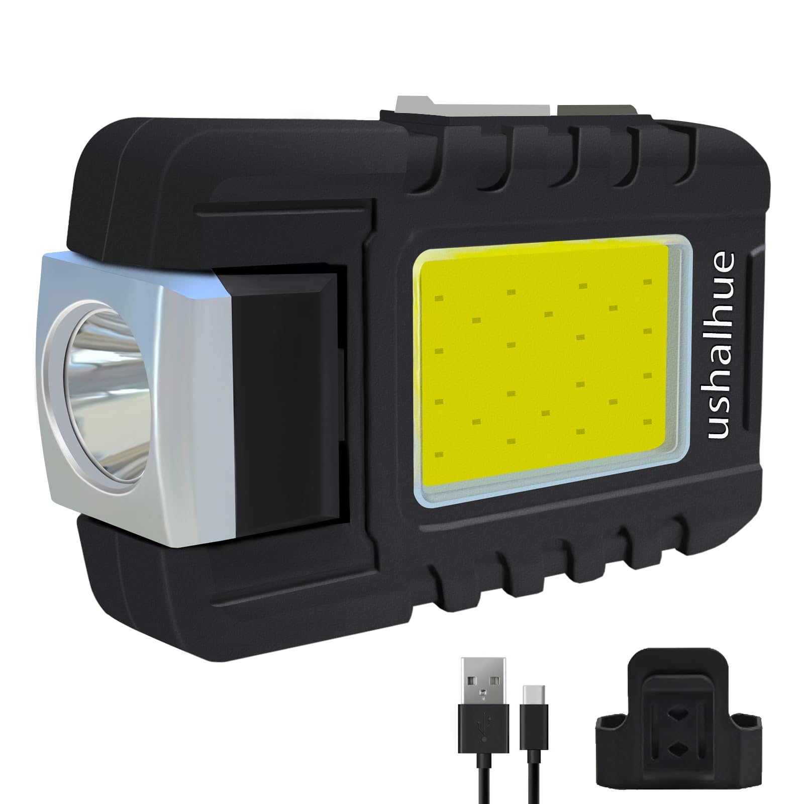 Mini Flashlight 500 Lumens Rechargeable Handheld Flashlights,Key Light 180°Rotatable Headlamps,6 Modes,Waterproof Design,for Camping Hiking Running