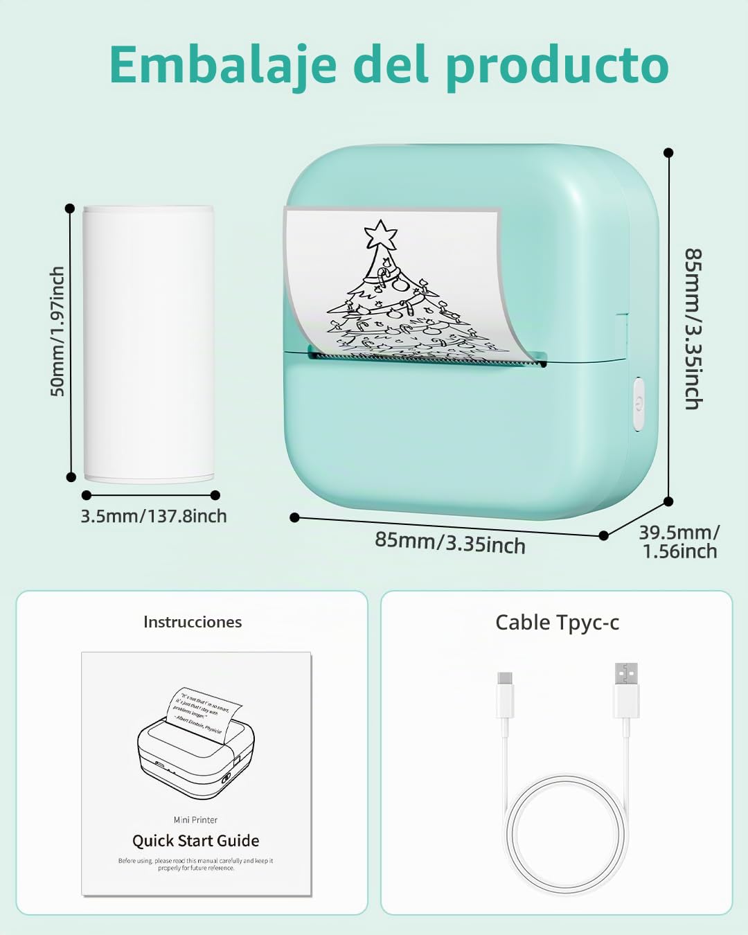 Phomemo Mini Impresora - M02X Impresora de Pegatinas Impresora Fotográfica Portátil Impresora Móvil Sin Bluetooth Impresora Térmica para Bolsillo del Pantalón para Aprendizaje Notas y Fotos Impresora