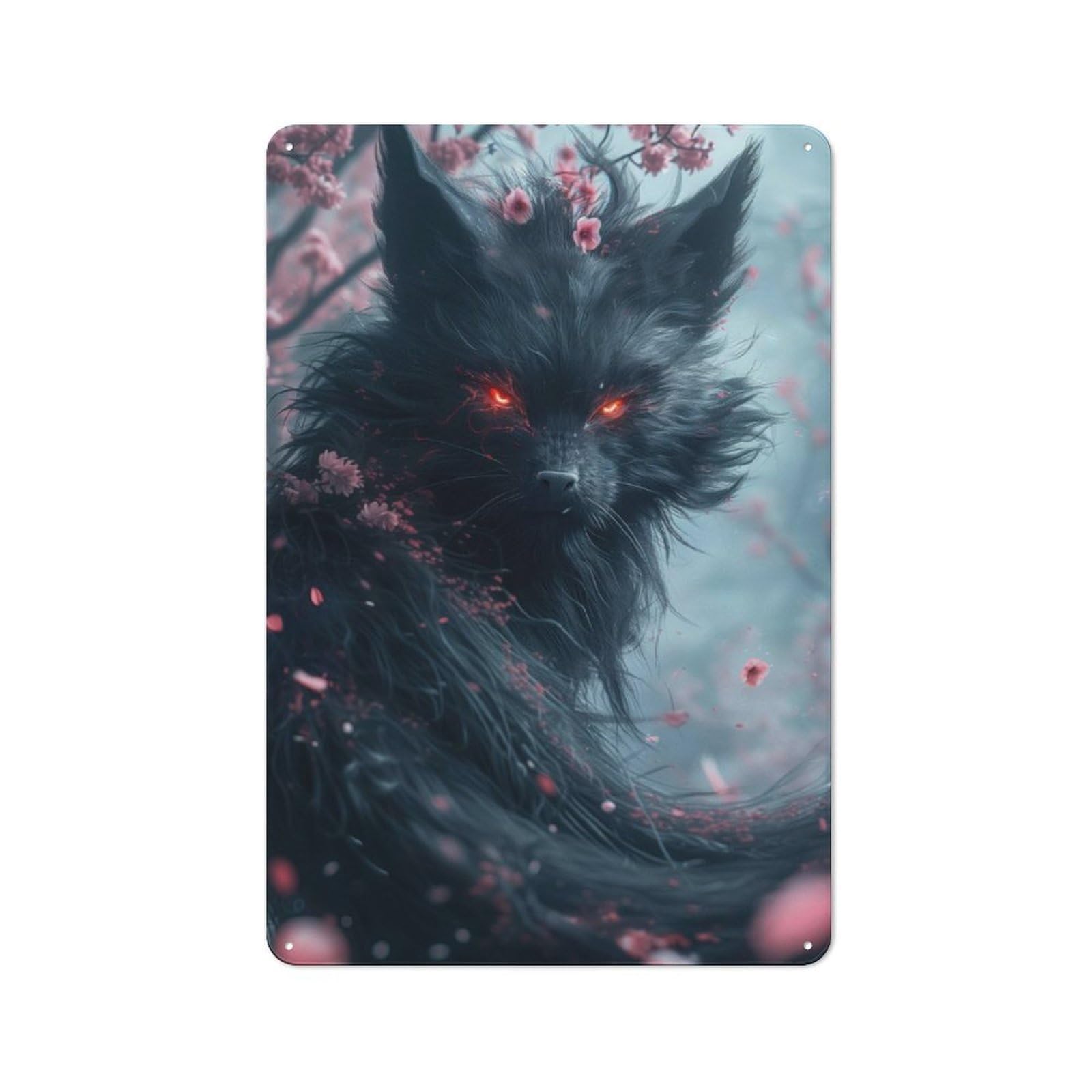 Junmoney The Demon Kitsune Fox Rustic Metal Sign 30X20cm Featuring For Living Room Wall, For Vintage Wall Decor Fans, For Metal Sign Collectors