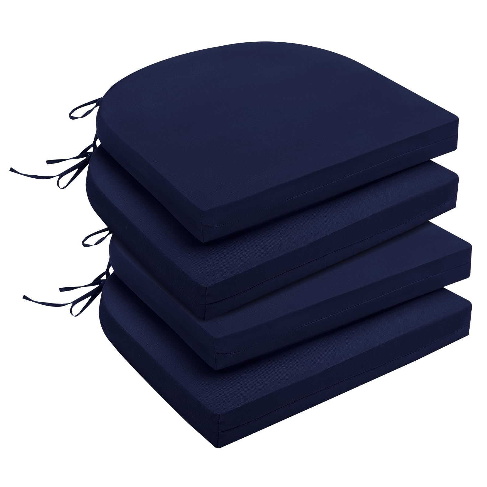 downluxe Outdoor Chair Cushions Set of 4 for Patio Furniture, Water-Resistant Patio Chair Cushions with Ties, High Density Foam Outdoor Seat Cushion, 17" X 16" X 2", Navy