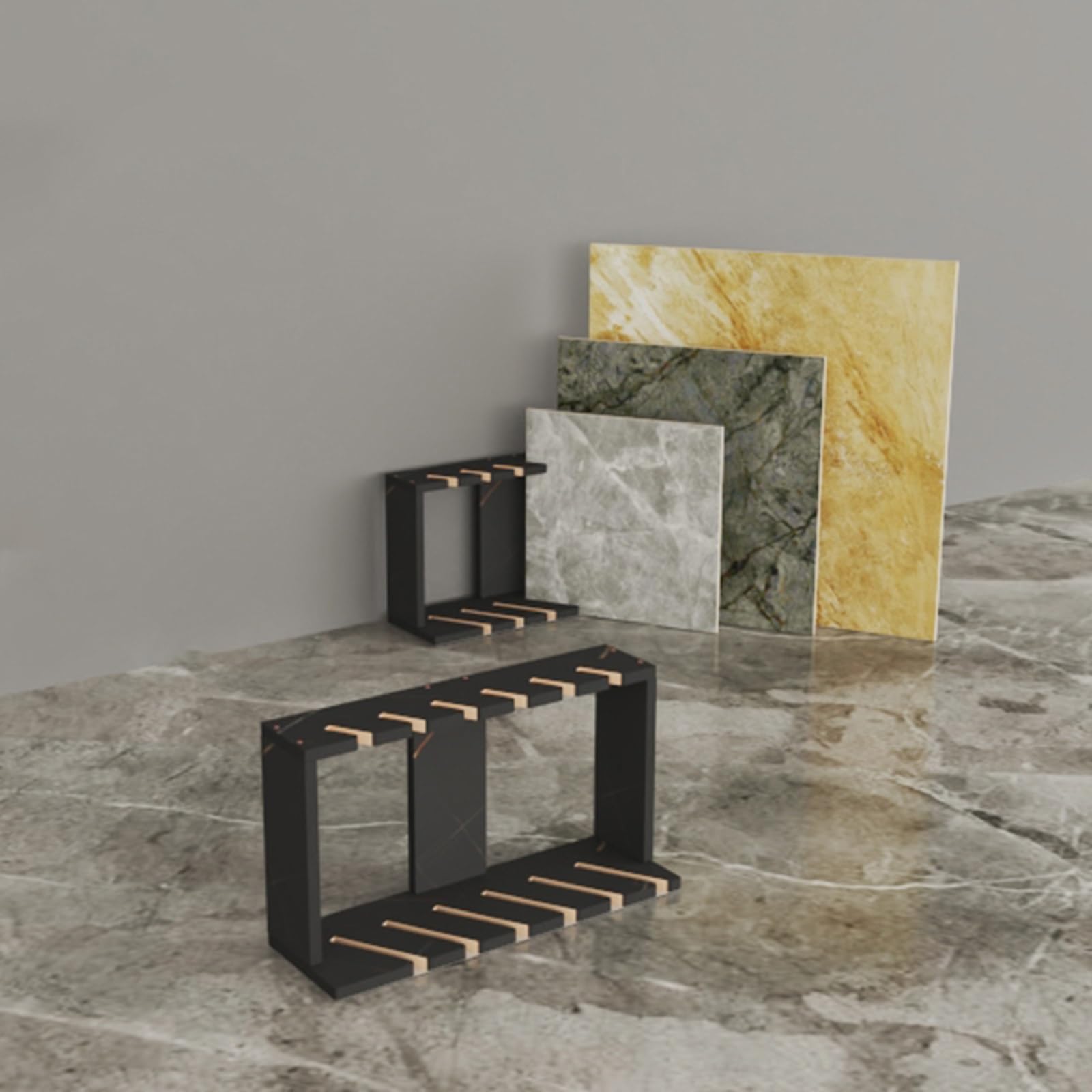 SWENEEN Black Sample Stand,Porcelain Rack Bulk Shelf Exhibitions,80X33X19.5Cm Durable Material 80X33X19,Black-60x33x19.5cm