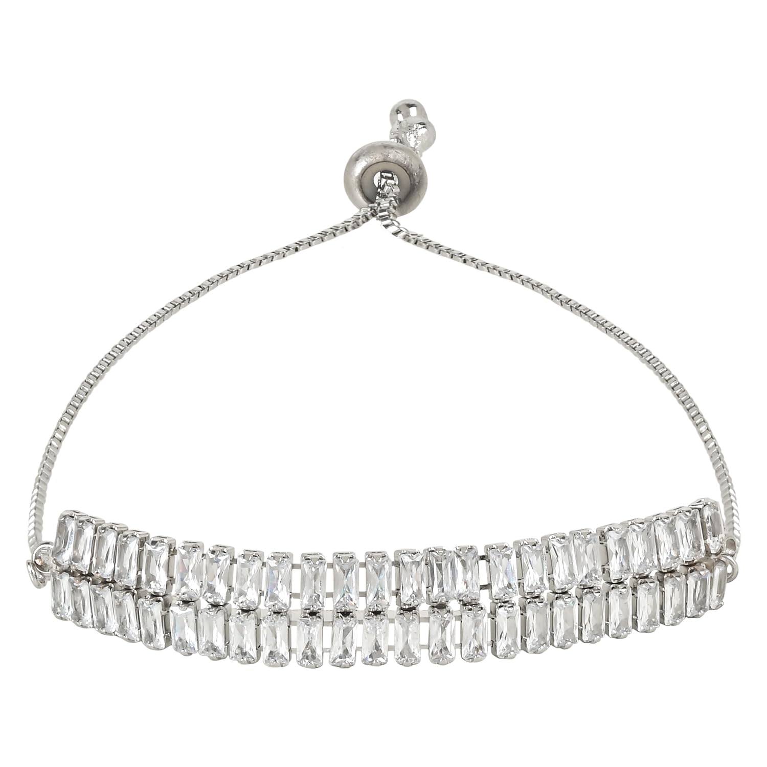 I Jewels Stylish Silver Plated Cubic Zirconia American Diamond Adjustable Bracelet For Women & Girls (B0C8T19KBT) Amazon Price History, Amazon Price Tracker