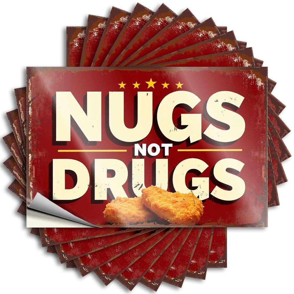 Funny Sticker Bar Room Decor Waterproof Vinyl Sticker | Nugs Not Drugs. Half Hard for Motorcross DIY Projects(6X9CM)