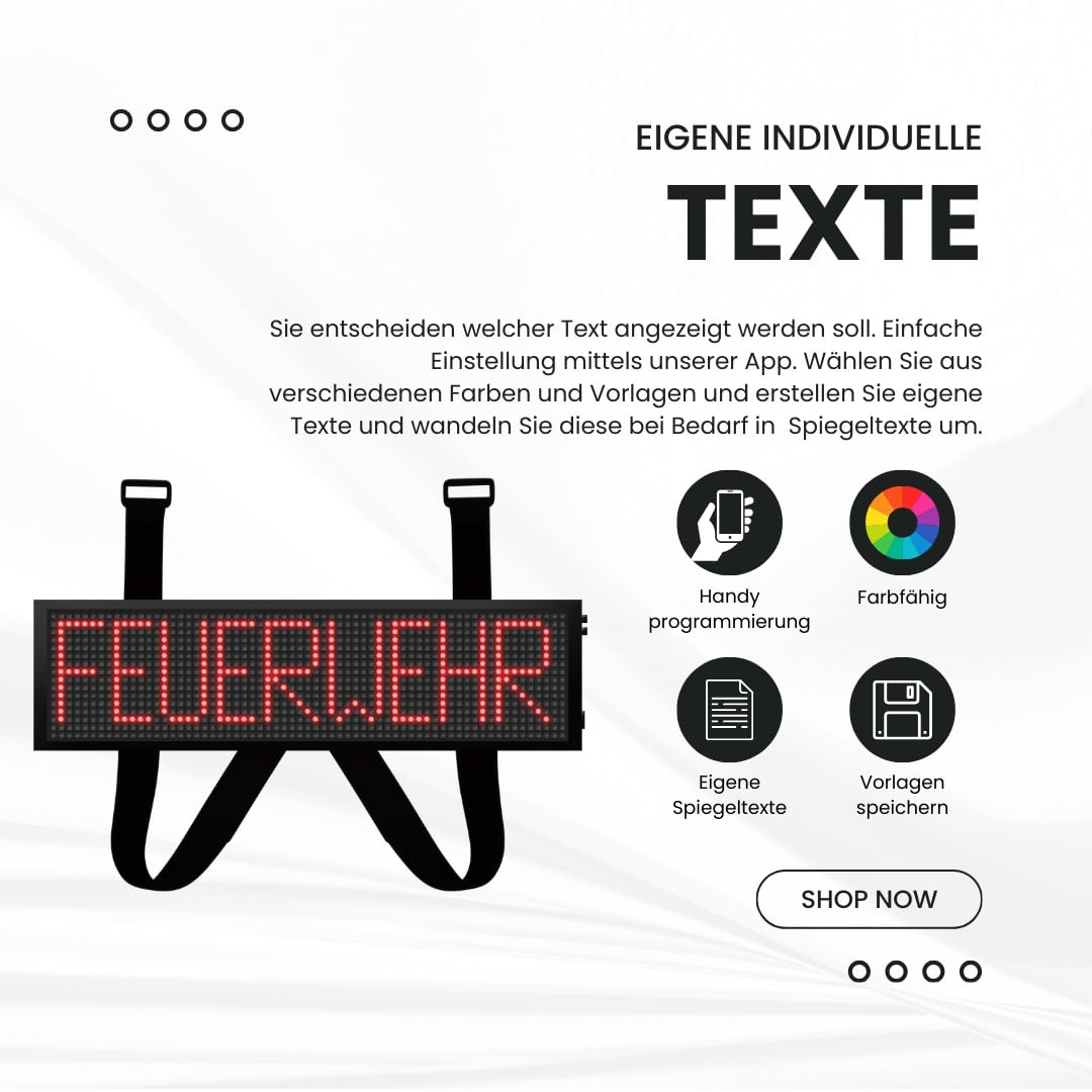 LED Frontwarnsystem | Einsatzschild | Multicolor Bluetooth - Android und iOS App - Handygesteuert - Dachaufsetzer-Ersatz - LED Einsatzschild zum selbst programmieren (Bluetooth) (RGB)