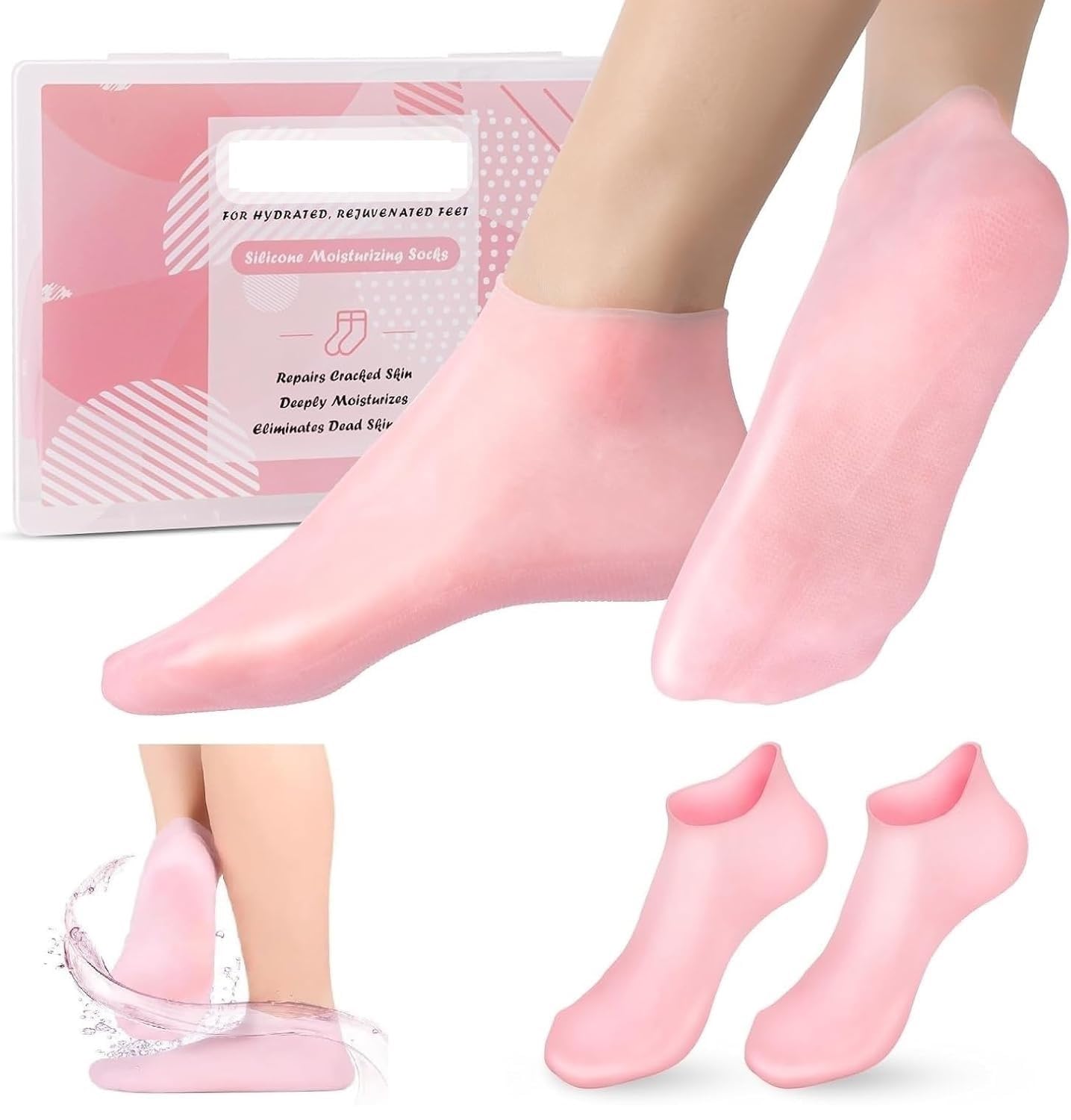 Silicone Socks for Women, Crack Heel Repair Socks, Spa Gel Socks for Women, Silicon Socks, Silicone Socks for Men, Foot Hydration Socks Vitamin E- Multicolour (foot moisturizer socks)