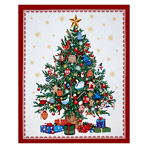 Windham Fabrics 0490159 O' Christmas Tree Metallic 35in Panel Multi, Multicolor