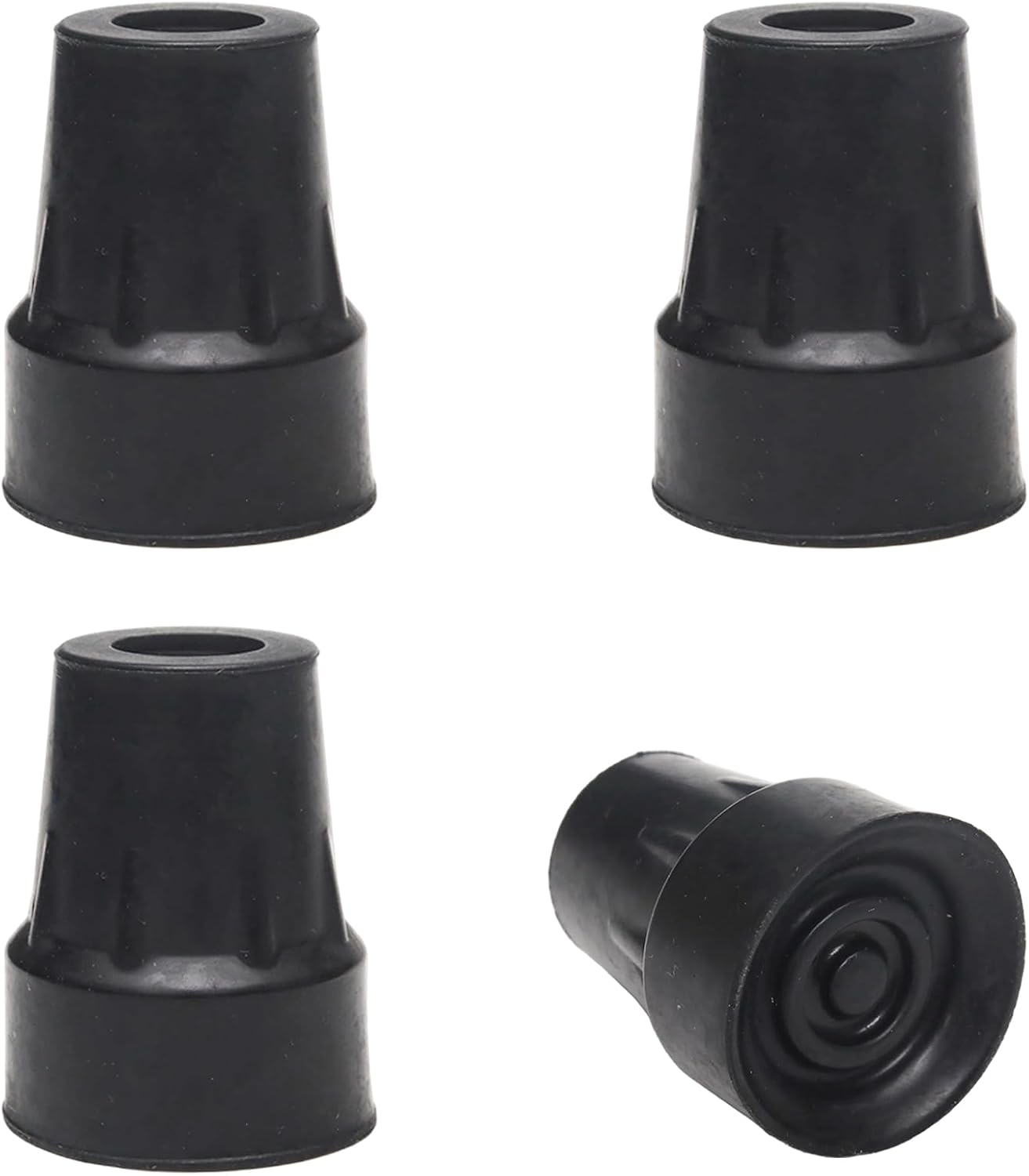 4Pcs Black Replacement Rubber Crutch Tips, Rubber Cane Tips 7/8"