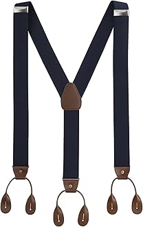 Trimming Shop 25mm Men's Suspender Braces - Y Back Elasticated Adjustable Suspenders Button Hole Braces - Fashion Accessory for Parties, Weddings, Casual, Formal Events