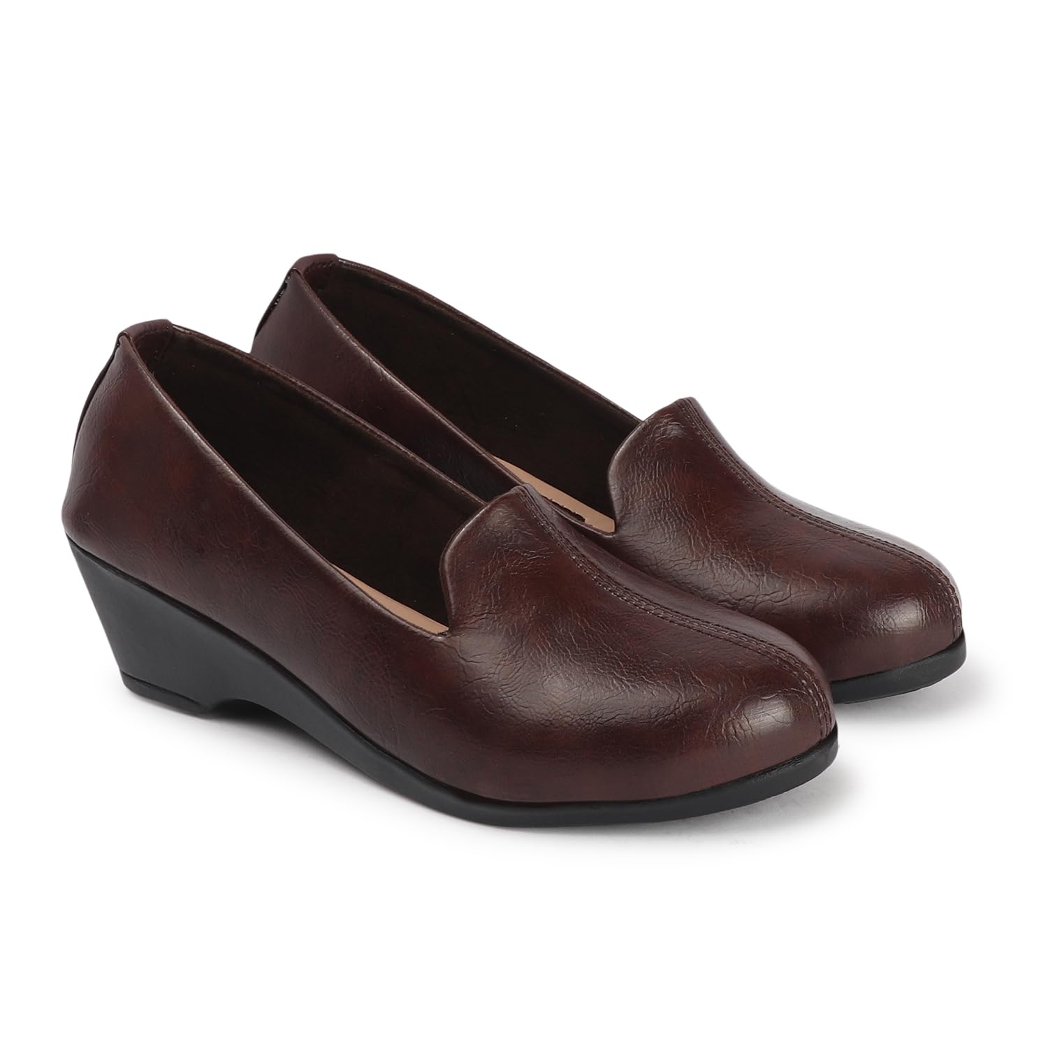 Women's Wedge Heel Formal Shoes, Comfortable Slip-On Loafers Moccasins & Bellies Without Laces