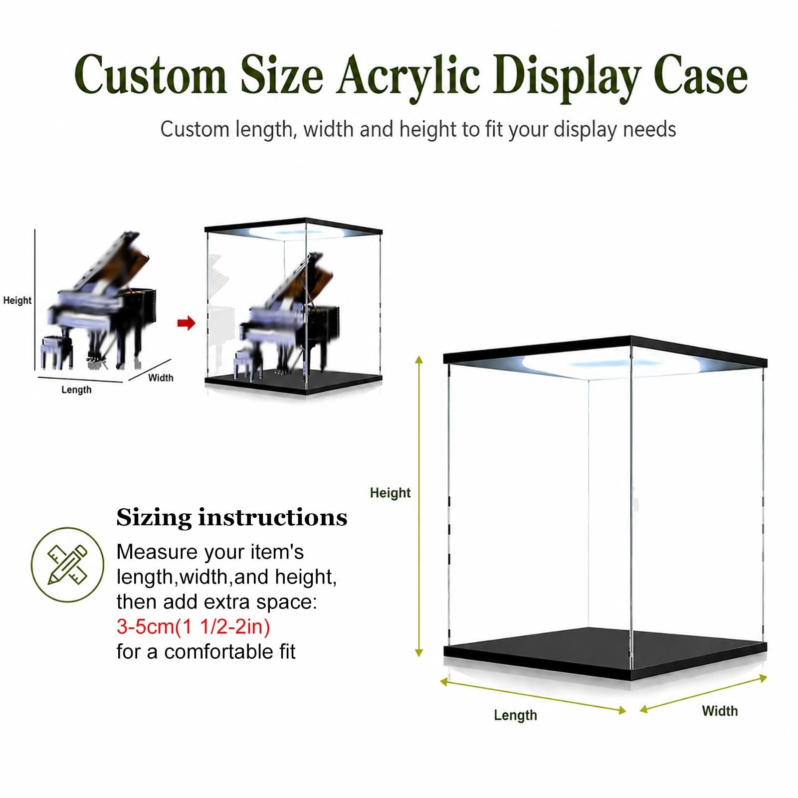 Vitrina Grande De Acrílico Transparente con Luz LED para Figuras