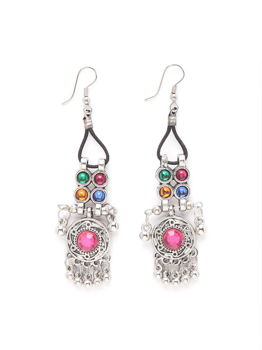 Shining Diva Fashion Latest Stylish Traditional Oxidised Silver Necklace Jewellery Set for Women (13110s) - Image 7