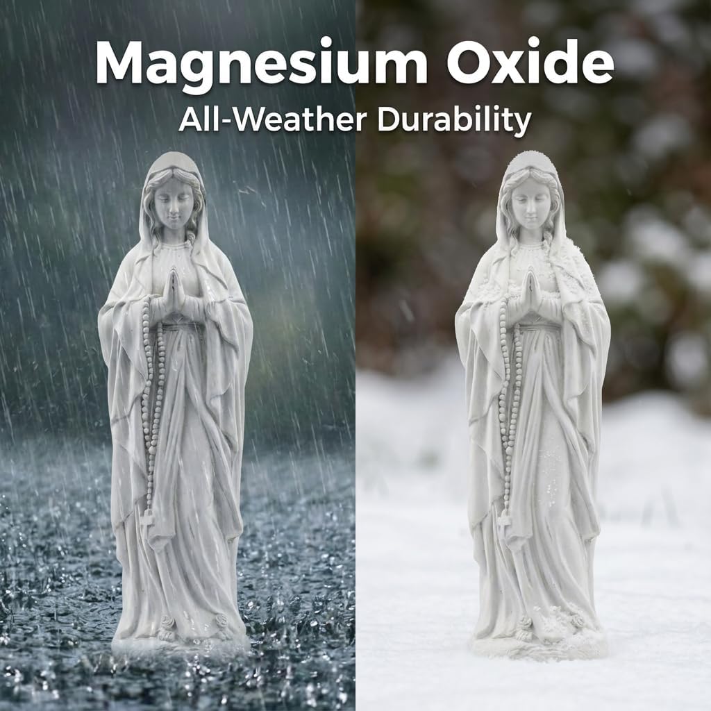 Virgin Mary Praying Statue 29.3 Inch Tall Religious Magnesium Oxide Stone Decorations Statue Outdoor Garden Clearance for Home Lawn Yard Patio Hallway Decor Sculpture