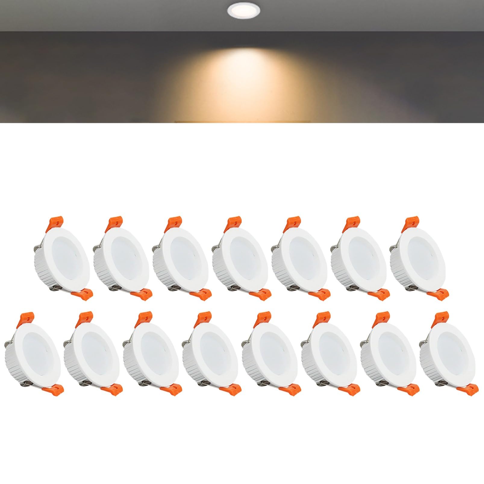 TTiiLoe 3W Round LED Recessed Ceiling Spotlights, 3000K Warm White Ultra Slim Panel Ceiling Light, Cut Φ50-55mm, AC110-240V Downlights for Hallway Stairwell Showroom, 15 Pack