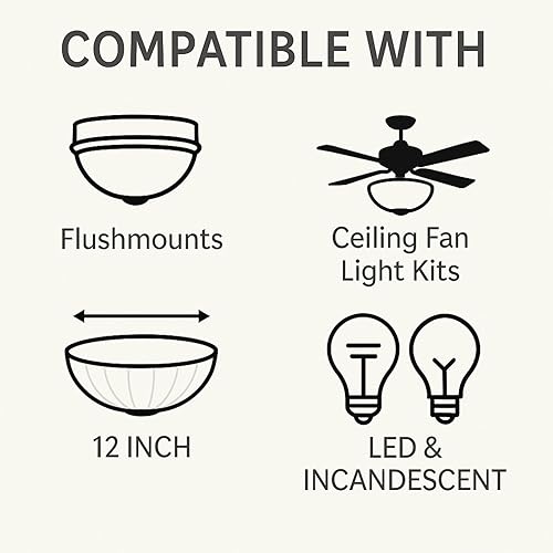 Miniatura 7 de LIGHTACCENTS Pantalla de vidrio de repuesto para lámpara de pie, vidrio esmerilado para ventilador de techo, 12 pulgadas de diámetro, agujero