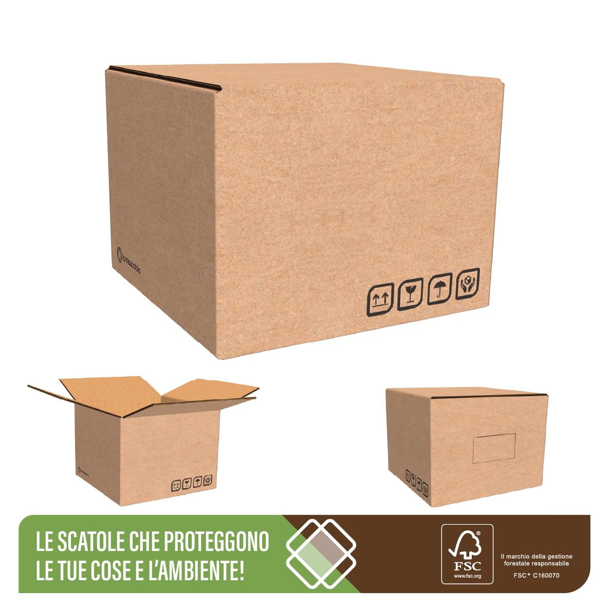 LA MIA SCATOLA - Scatole di Cartone Doppia Onda, 40x40x30 cm, Confezione da 15 Pezzi, Resistenti per Trasloco e Imballaggio FSC® MIX CERT. SGSCH-COC-090125
