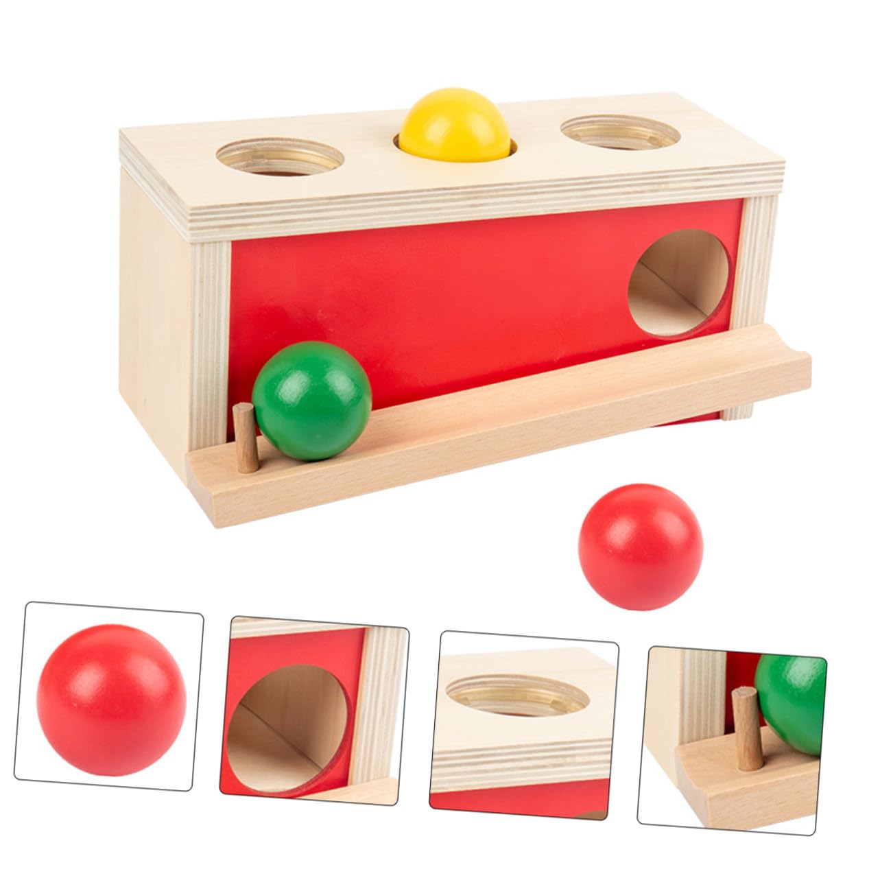 Juguete Educativo de Madera para Coordinación Mano-ojo, Bolas de Decoracion | 1 Set Rojo, Entrenamiento de Presión y Agarre, para Guardería y Juego en Casa