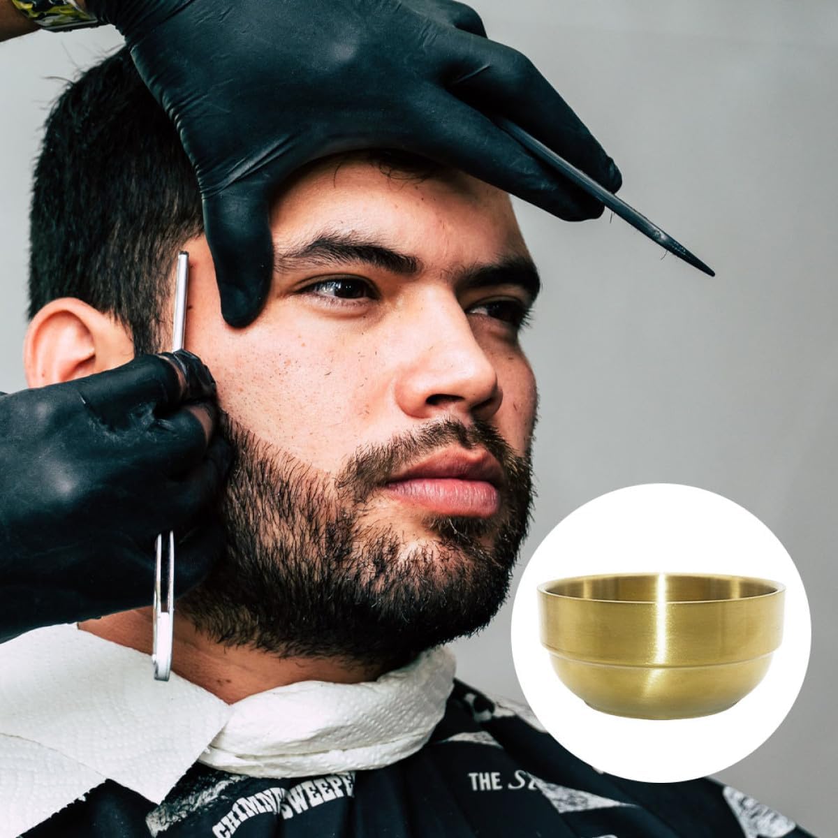 Stainless Steel Shaving Soap Bowl for Men with Lid Bubbling Shaving Cream Mixing Cup Gold Finish for Close Face Shave and Beard Care