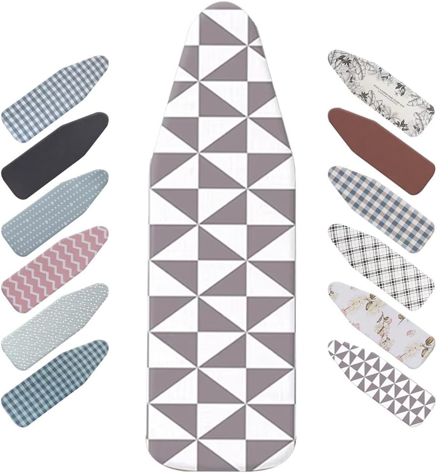Ironing Board Covers with Padding Cotton Ironing Board Cover and Pad 36x12 39x13 43x15in Iron Board Cover Heatproof Drawstring Tightening(Gray 2,39x13in(100x34cm))